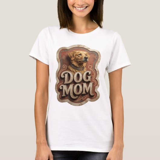 大胆ゴールドDOG MOMスローガンTシャツ Tシャツ (正面)