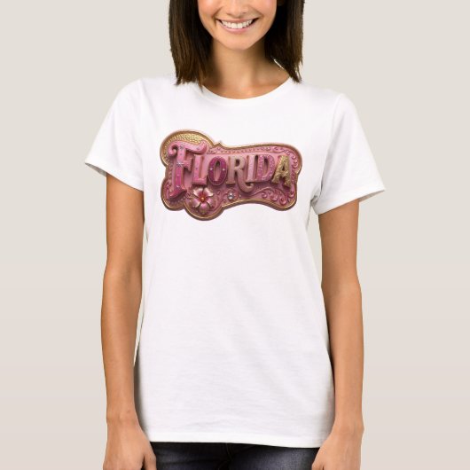 大胆ゴールドFLORIDAステートメントTシャツ Tシャツ (正面)