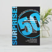 大胆サプライズ誕生日招待状 - 青 50歳 招待状 (スタンド正面)