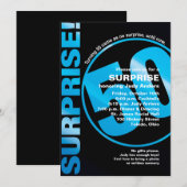 大胆サプライズ誕生日招待状 - 青 50歳 招待状 (正面/裏面)