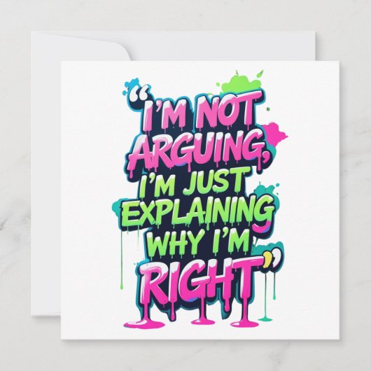 大胆ユーモア名言 ネオン グラフィティ デザイン 招待状 (正面)