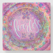 大胆不敵かわいらしな紫のフローラ感動的飲料 ストーンコースター (正面)