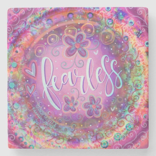 大胆不敵かわいらしな紫のフローラ感動的飲料 ストーンコースター (正面)