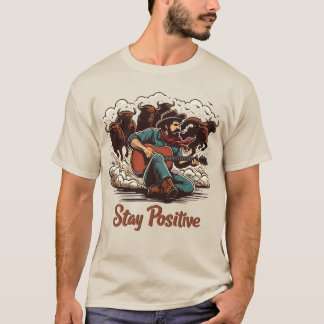 大胆不敵なカウボーイ:レトロウェスタン漫画アート Tシャツ