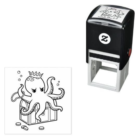 大胆不敵なタコが宝物を守る私の色 セルフインキングスタンプ (インサイチュ)