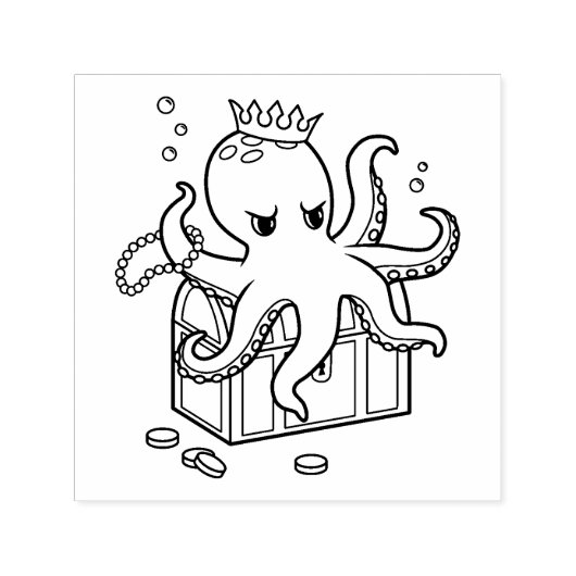 大胆不敵なタコが宝物を守る私の色 セルフインキングスタンプ (デザイン)