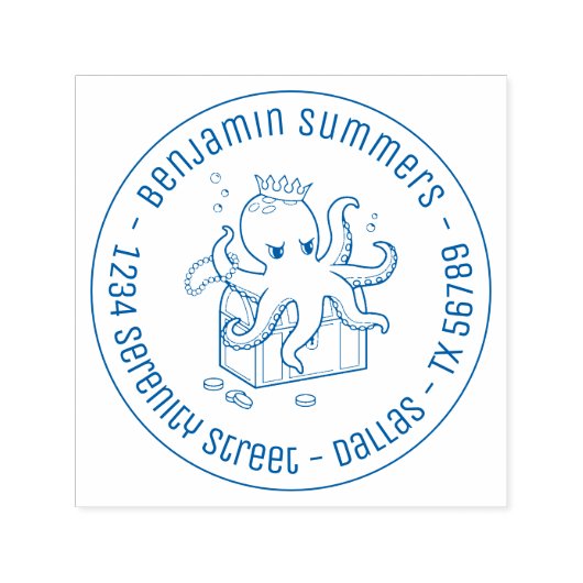 大胆不敵なタコの宝庫の住所 セルフインキングスタンプ (デザイン)