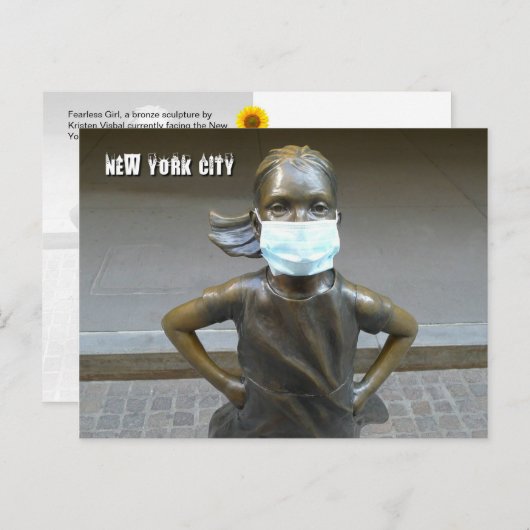 大胆不敵な女の子が顔マスクを着て – NYC Hはがき ポストカード (正面/裏面)