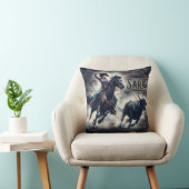 大胆不敵な女性のカーボーイロデオで雄牛をローピング クッション (椅子)