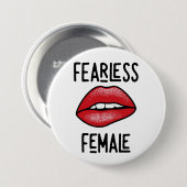 大胆不敵な女性ボタン 缶バッジ (正面&裏面)