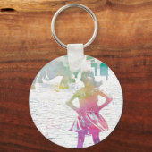 大胆不敵な少女（水彩画） キーホルダー (正面)