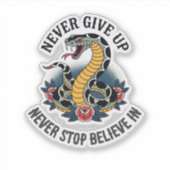 大胆不敵な精神はっきりした：ヘビとバラのアートワーク シール (正面)