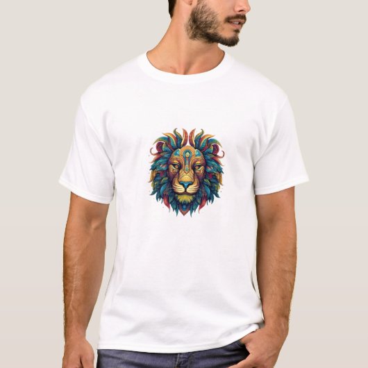 大胆不敵な陛下カスタム:ライオンデザインTシャツ Tシャツ (正面)