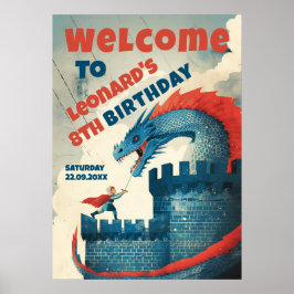 大胆不敵な騎士とドラゴンウェルカムサイン ポスター