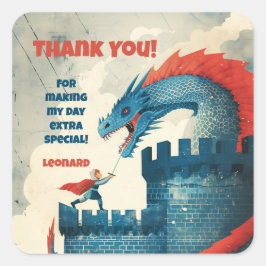 大胆不敵な騎士とドラゴンバースデーパーティー スクエアシール