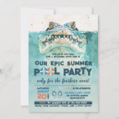 大胆不敵プールパーティー誕生日 招待状 (正面)