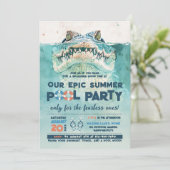 大胆不敵プールパーティー誕生日 招待状 (スタンド正面)