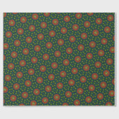 大胆 アブストラクト ヒッピーファッション かわいい 赤 緑 エスニック トライバル ラッピングペーパー (フラット)