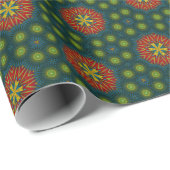 大胆 アブストラクト ヒッピーファッション かわいい 赤 緑 エスニック トライバル ラッピングペーパー (ロールコーナー)