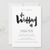 大胆 エッジィ モダン ブラック ブラシ スクリプト ウェディング 招待状 (正面)