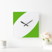 大胆 スタイリッシュ モダン 明るい 緑 白 曲線 スクエア壁時計 (ホーム)