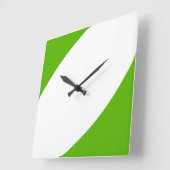 大胆 スタイリッシュ モダン 明るい 緑 白 曲線 スクエア壁時計 (傾斜)