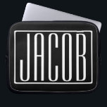 大胆 & モダン あなたの名前または単語 | 黒地に白 ラップトップスリーブ<br><div class="desc">大胆でモダン</div>