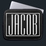 大胆 & モダン あなたの名前または単語 | 黒地に白 ラップトップスリーブ<br><div class="desc">大胆でモダン</div>