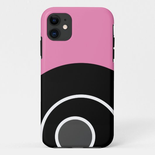 大胆 モダン エレガント ピンク ブラック 同心円 アート Case-Mate iPhoneケース (裏面)