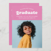 大胆 モダン レトロ 卒業生 | 卒業おめでとうございます 招待状 (正面/裏面)