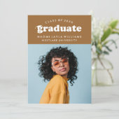 大胆 モダン レトロ 卒業生 | 卒業おめでとう ご招待 招待状 (スタンド正面)