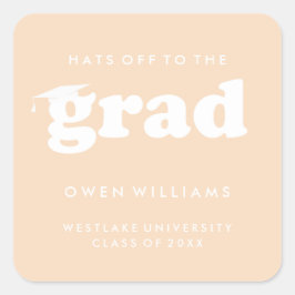 大胆 レトロ 卒業生に敬礼 卒業ステッカー スクエアシール