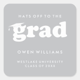 大胆 レトロ 卒業生に敬礼 卒業ステッカー スクエアシール