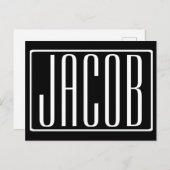 大胆 & 現代的 お名前 or 言葉 | 黒地に白 ポストカード (正面/裏面)