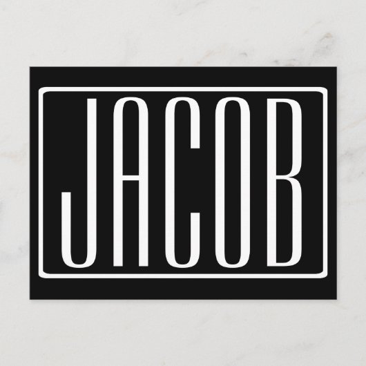 大胆 & 現代的 お名前 or 言葉 | 黒地に白 ポストカード (正面)