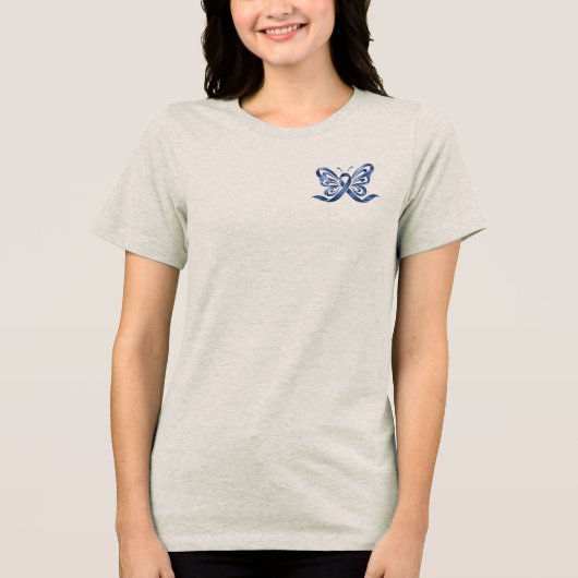 大腸がん啓発バタフライ トライブレンドTシャツ (正面)