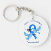 大腸がん生存者2年間のギフトのパーソナライズ キーホルダー (正面)