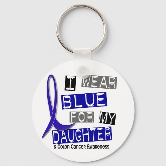 大腸がん私の娘のための衣服ブルー37 キーホルダー (正面)