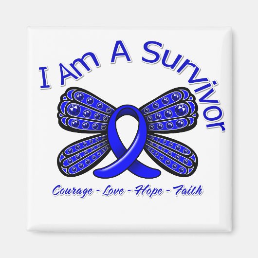 大腸がん蝶Iは生存者 マグネット (正面)