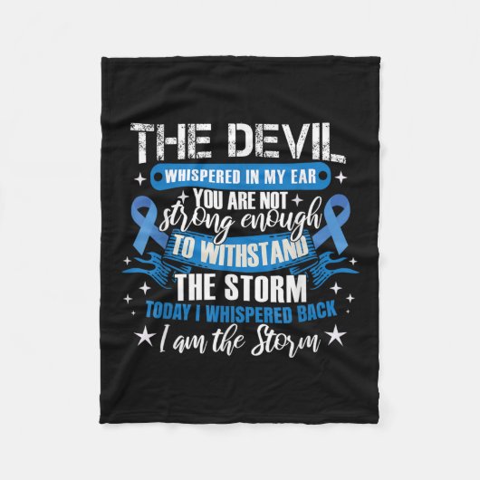 大腸がんW結腸鏡検査ブルーリボン フリースブランケット (正面)