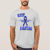 大腸保癌の男性の燃え尽きたTシャツと闘う Tシャツ (正面)
