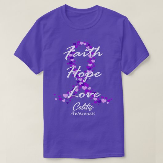 大腸炎認識度信仰希望ラブホープ治療を希望 Tシャツ (デザイン正面)