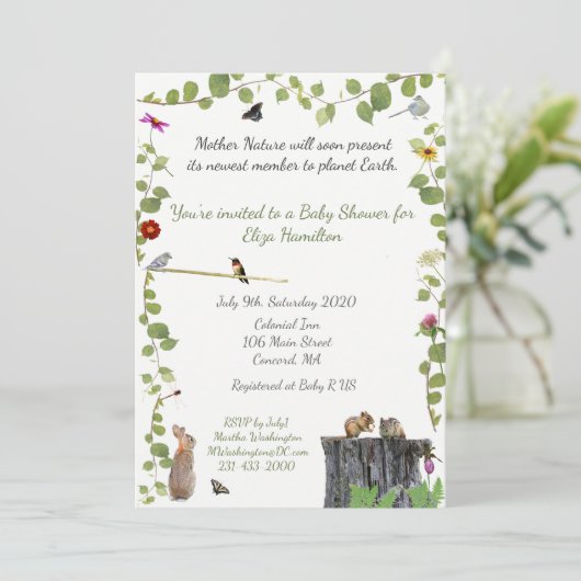 大自然呼出し: ベビーシャワーの招待状 招待状 (スタンド正面)