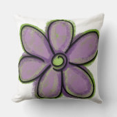 大色彩の鮮やか紫緑白花 クッション (正面)