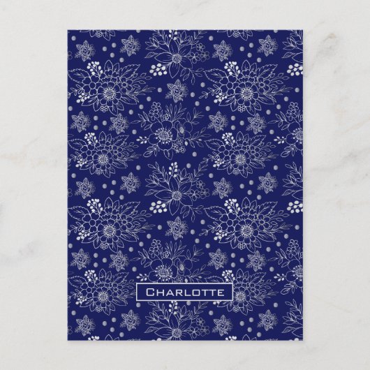 大花フローラシームレスパタパーソナライズされたーン ポストカード (正面)