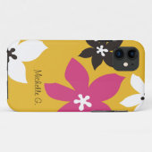 大花モダンプリント黄パーソナライズされたピンク Case-Mate iPhoneケース (裏面(横))