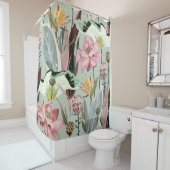 大花ヴィンテージフローライラストレーション シャワーカーテン (インサイチュ)