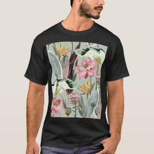 大花ヴィンテージフローライラストレーション Tシャツ