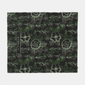 大花柄の緑の名パーソナライズされた前 フリースブランケット (正面(横))