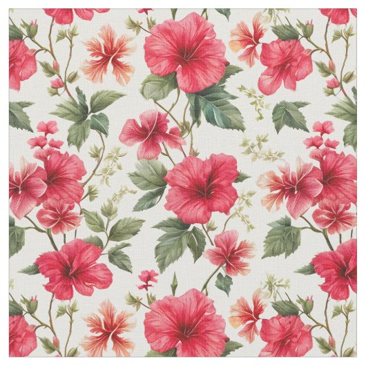 大花柄ハイビスカス花 ファブリック (クローズアップ)